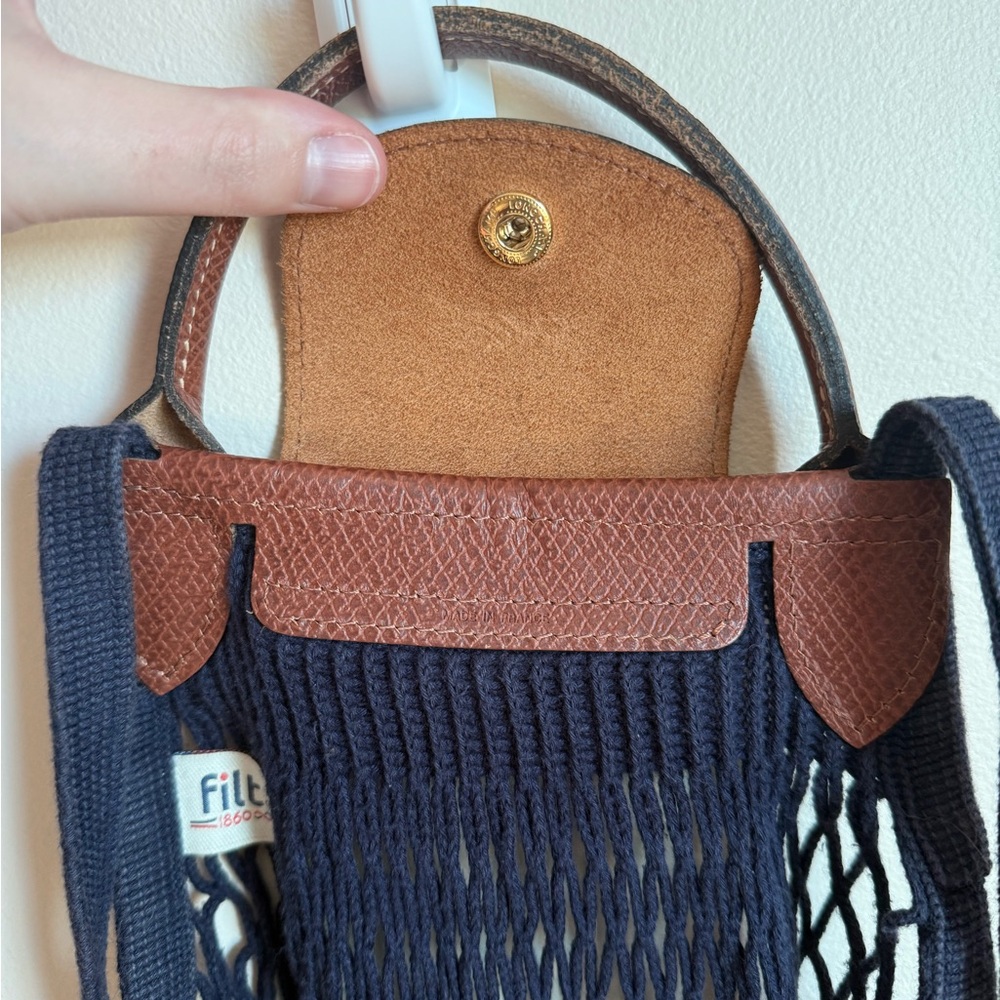 Longchamp Le Pliage Filet Large Mesh Bag in Navy - Picture 4 of 8